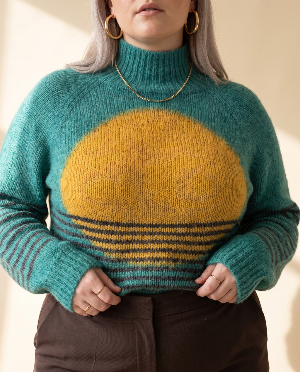 Horizon Sweater — knit detail, on a pale sand studio backdrop