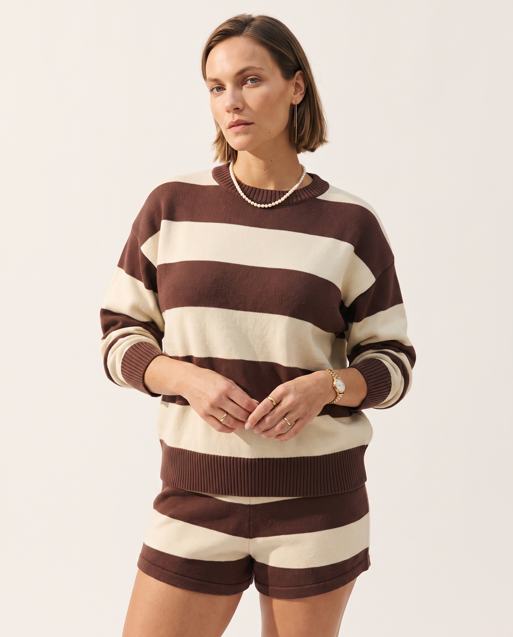 Stripe Knit Set, on a soft off-white studio backdrop