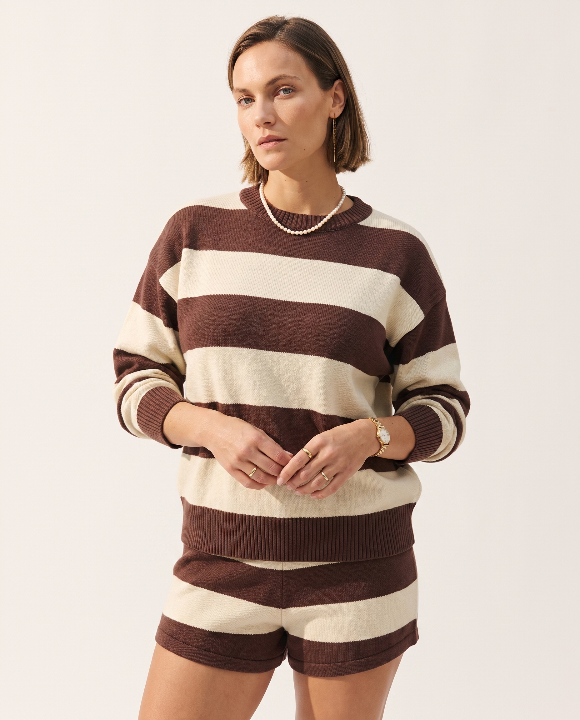 Stripe Knit Set, on a soft off-white studio backdrop