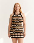 Knit & Loom Zigzag Halter Dress in Black