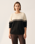 Knit & Loom Colourblock Nordic Sweater in Black