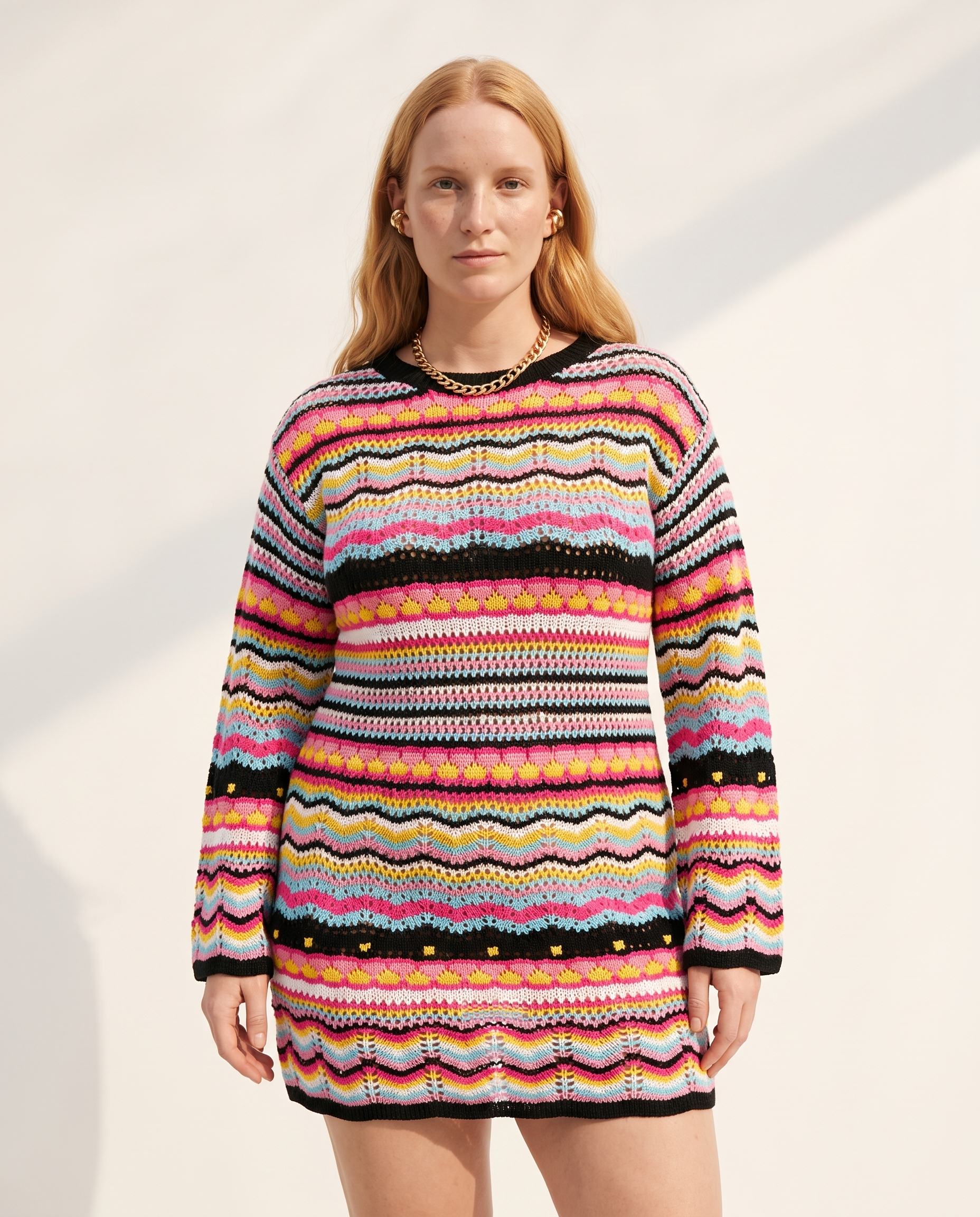 Knit & Loom Rainbow Crochet Dress in Black