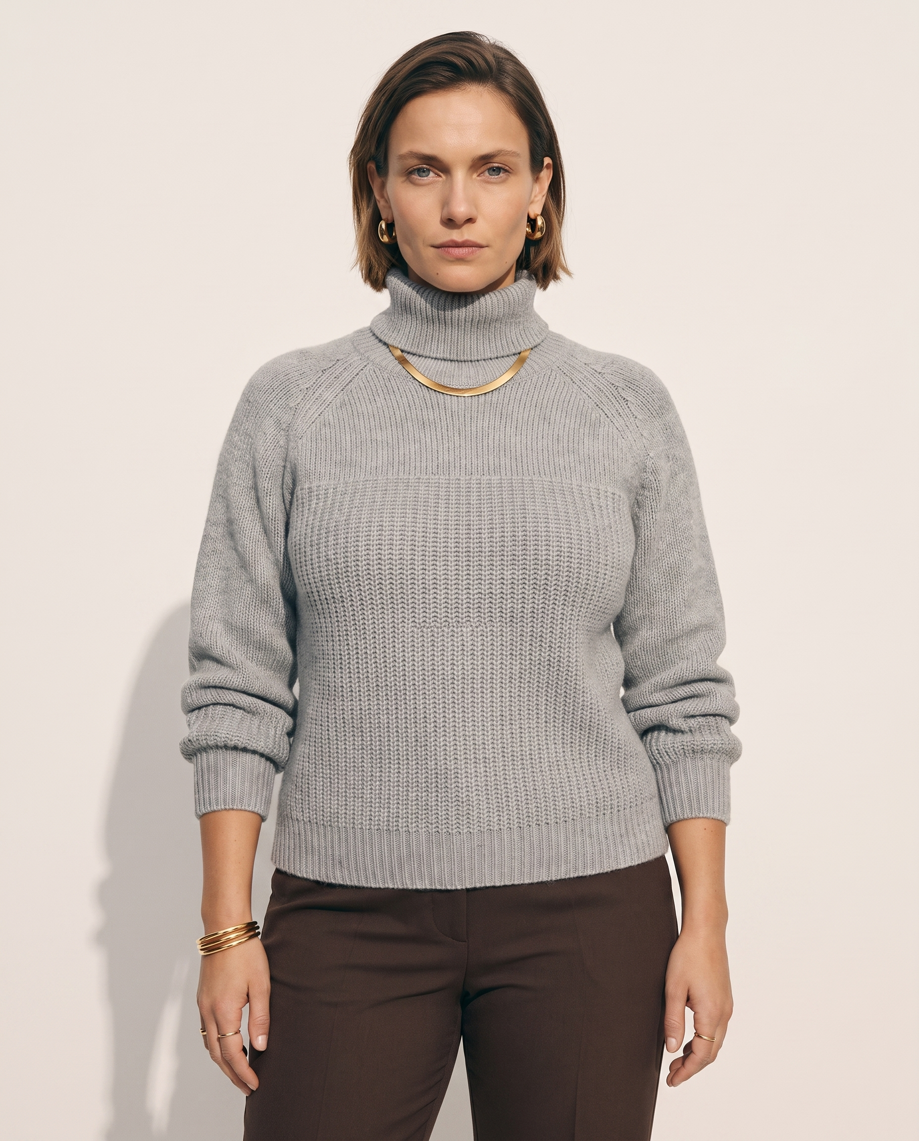 Knit & Loom Raglan Collar Knit in Grey