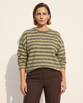 Knit & Loom Soft Stripe Crewneck in Green