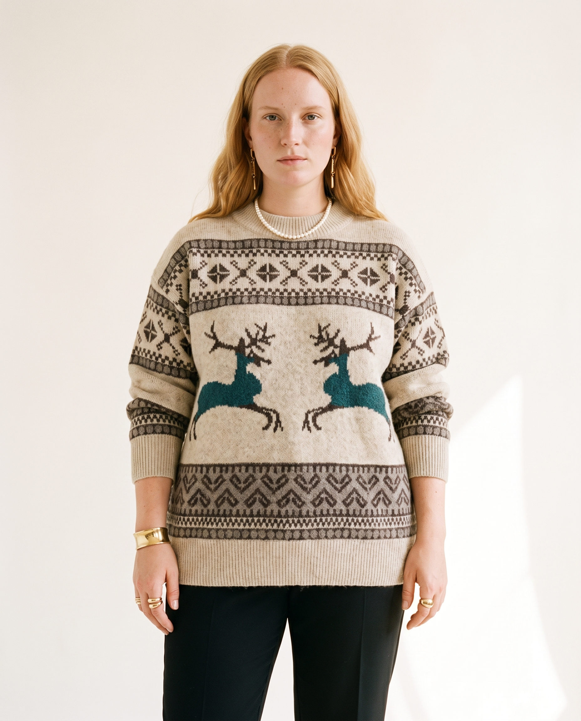 Knit & Loom Layered Collar Knit in Apricot
