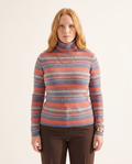 Knit & Loom Stripe Roll Neck in Coral Stripe