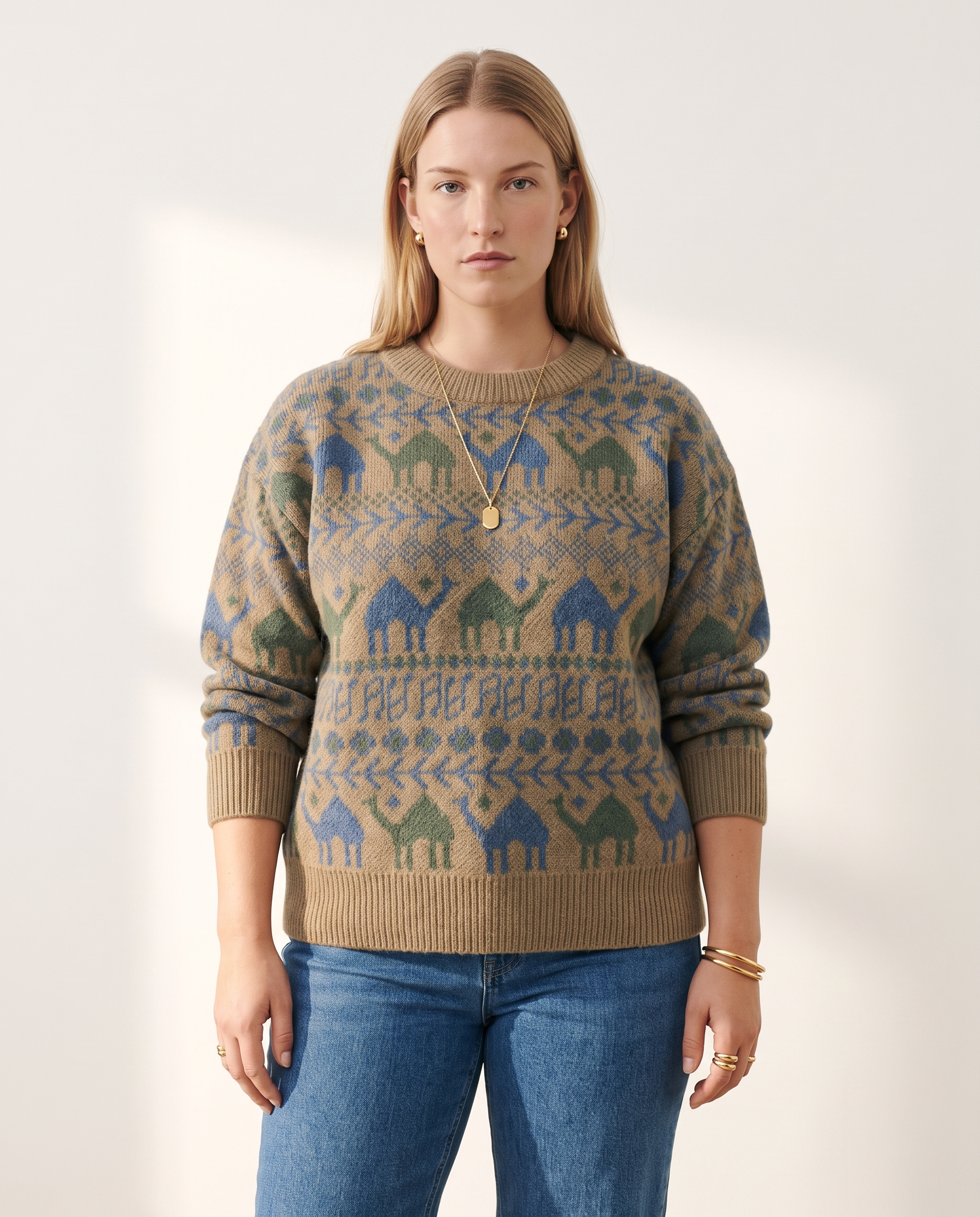 Knit & Loom Everyday Crew Sweater in Khaki