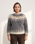 Knit & Loom Fair Isle Yoke Sweater in Grey Marl