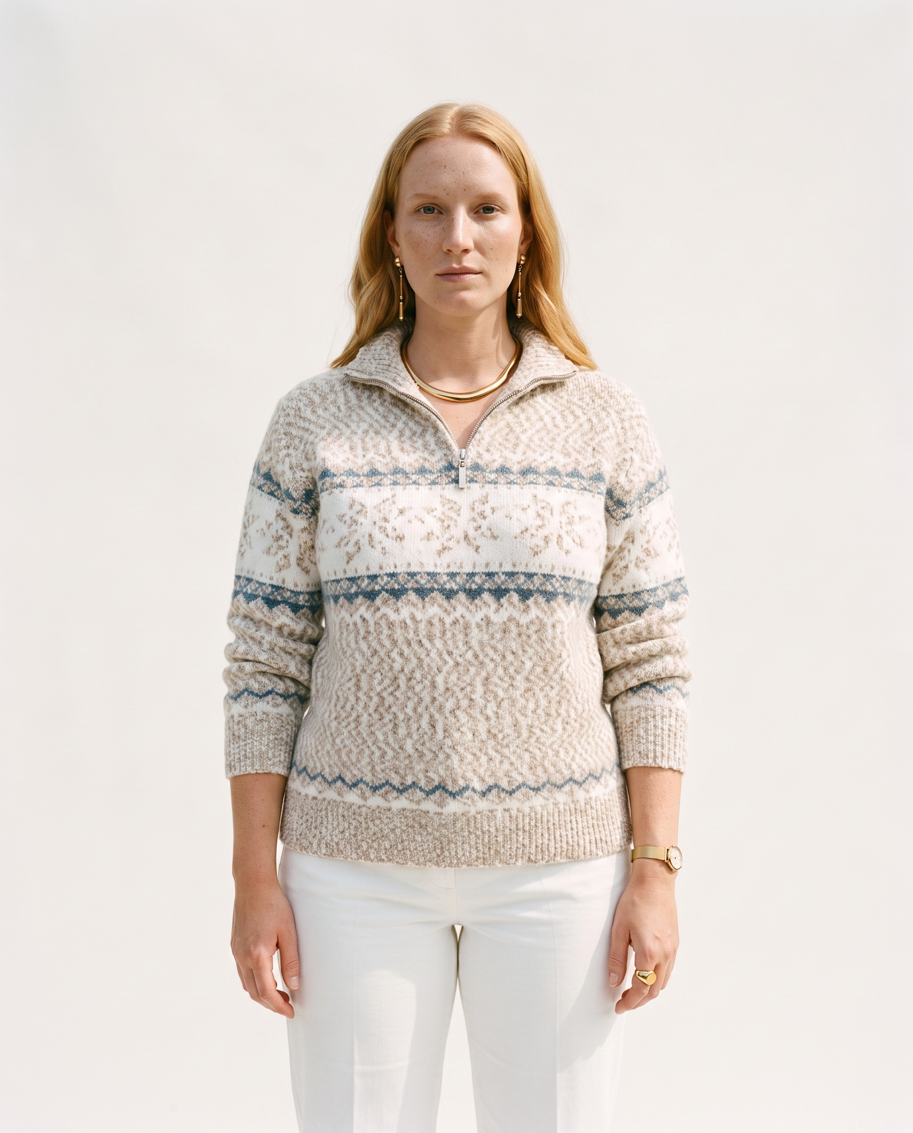Knit & Loom Snowdrift Half-Neck Sweater in Apricot