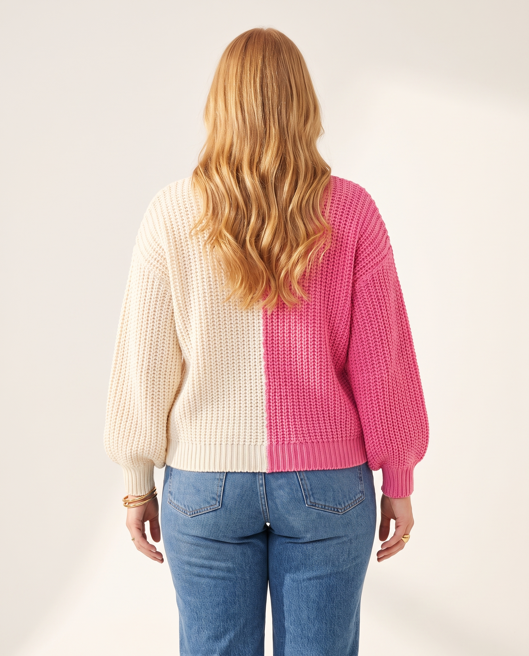 Knit & Loom Heart Colourblock Sweater, back view