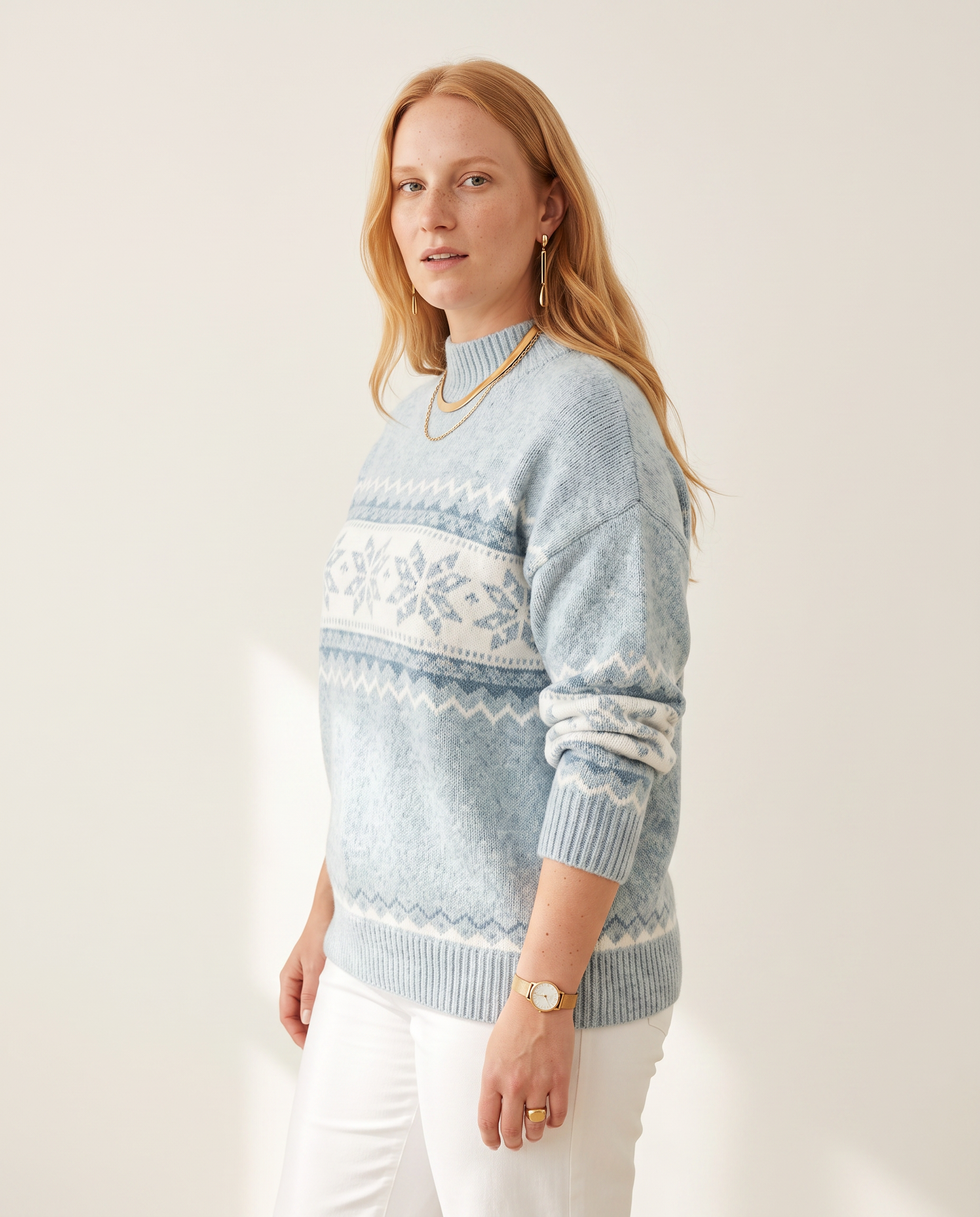 Knit & Loom Snowdrift Half-Neck Sweater, three-quarter view