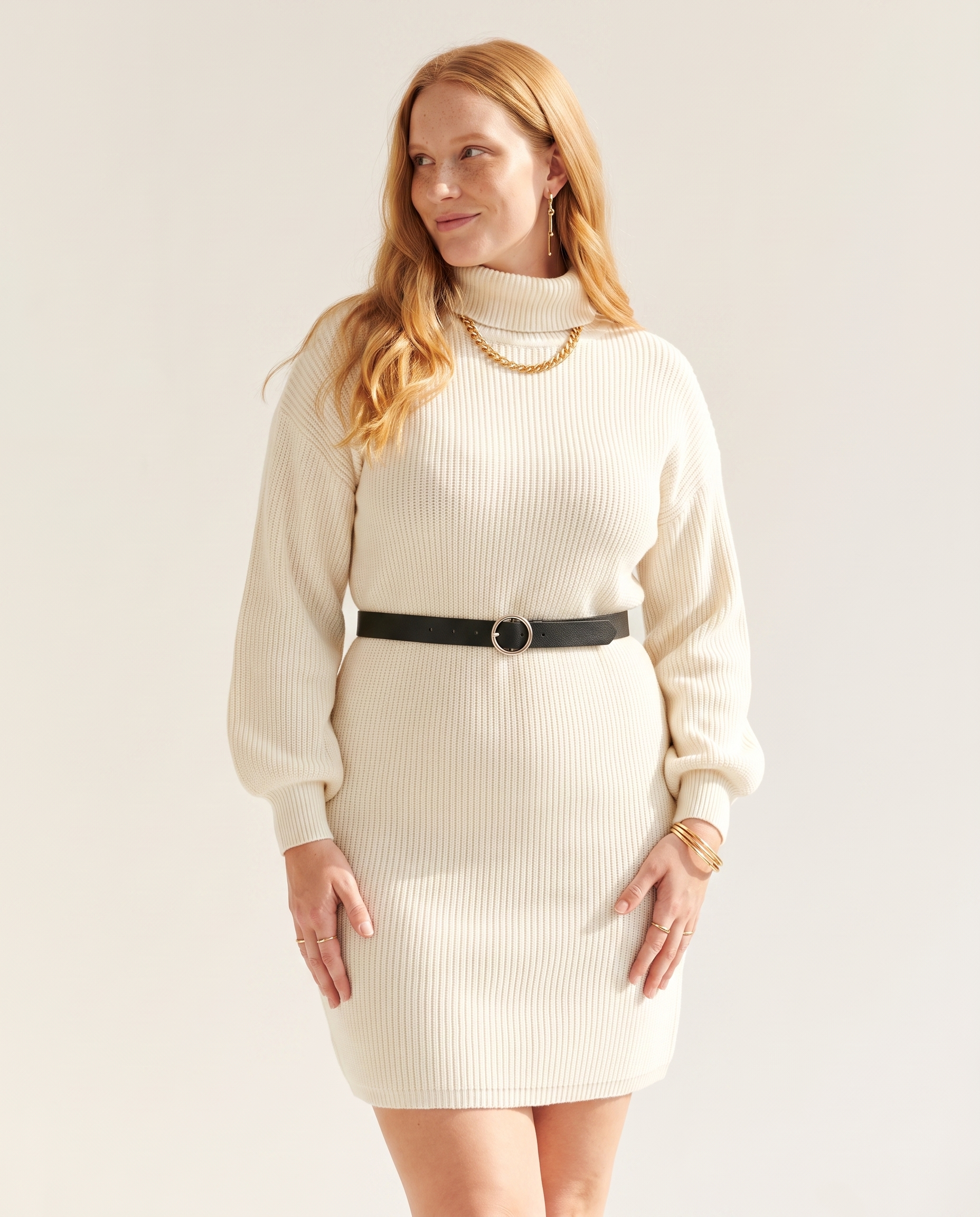 Knit & Loom Belted Rib Knit Dress