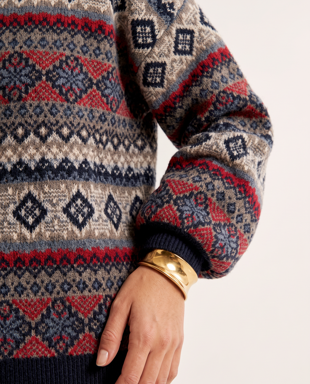 Knit & Loom Folk Fair Isle Sweater, knit detail