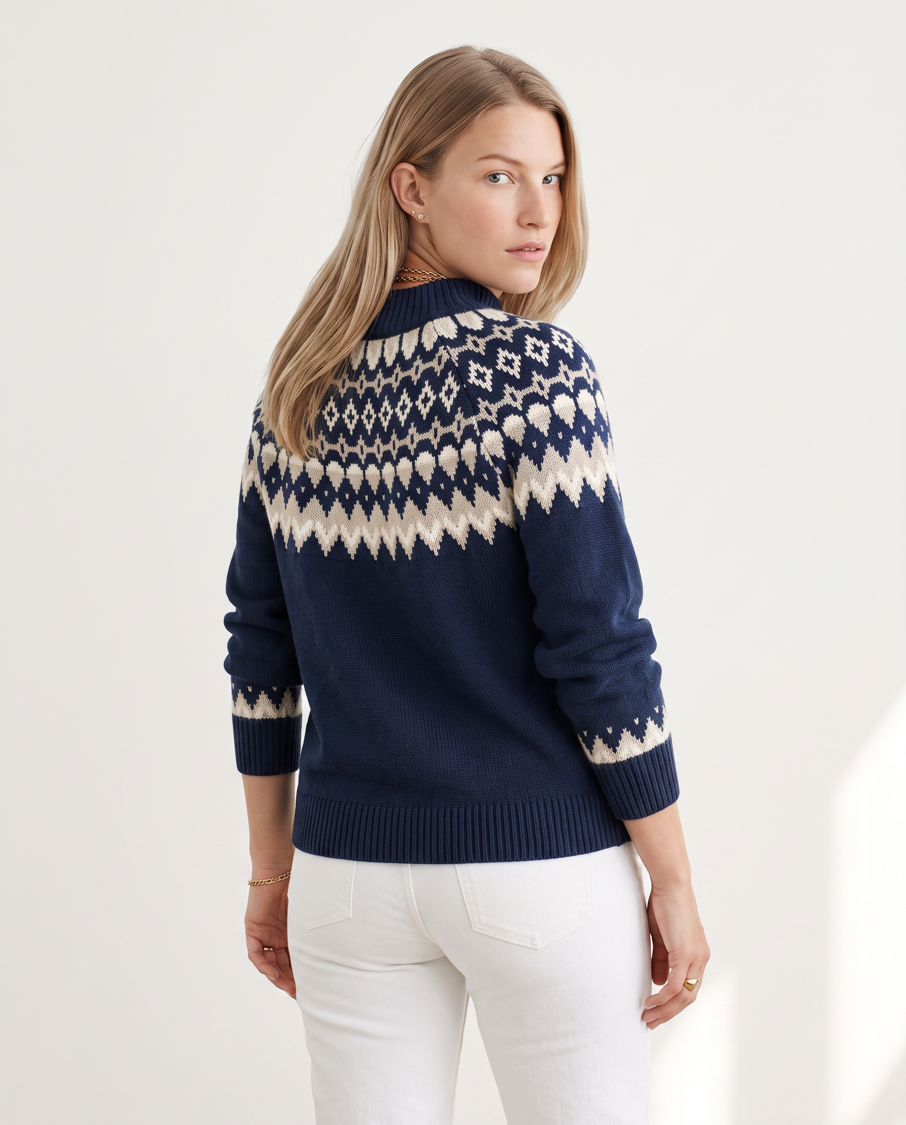 Knit & Loom Nordic Diamond Sweater, back view
