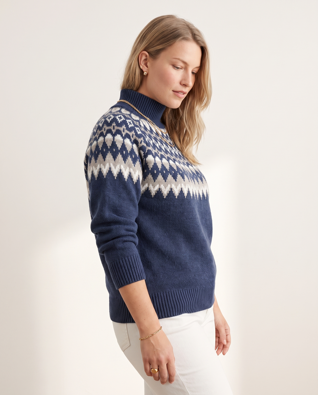 Knit & Loom Nordic Diamond Sweater, three-quarter view