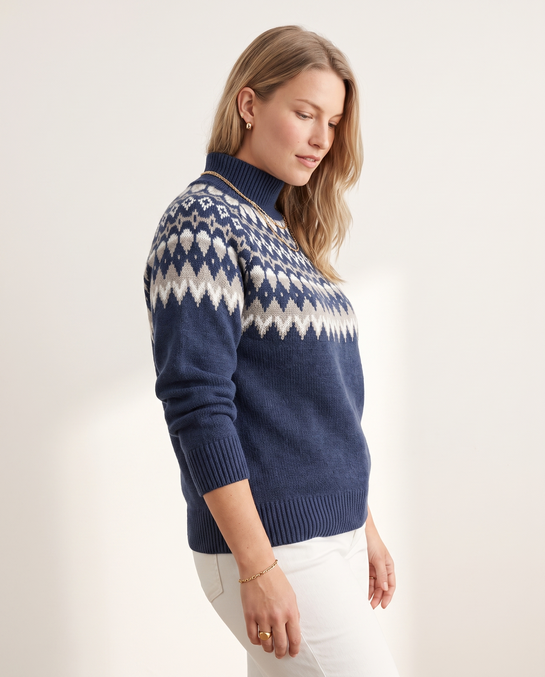 Knit & Loom Nordic Diamond Sweater, three-quarter view