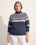 Knit & Loom Nordic Diamond Sweater in Dark Blue