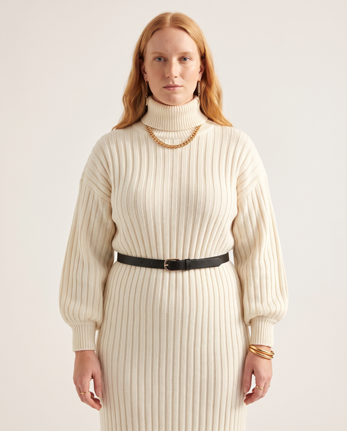 Knit & Loom Belted Rib Knit Dress