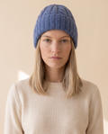 Ribbed Beanie on a pale sand studio backdrop