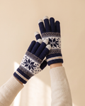 Snowflake Touchscreen Gloves on a pale sand studio backdrop