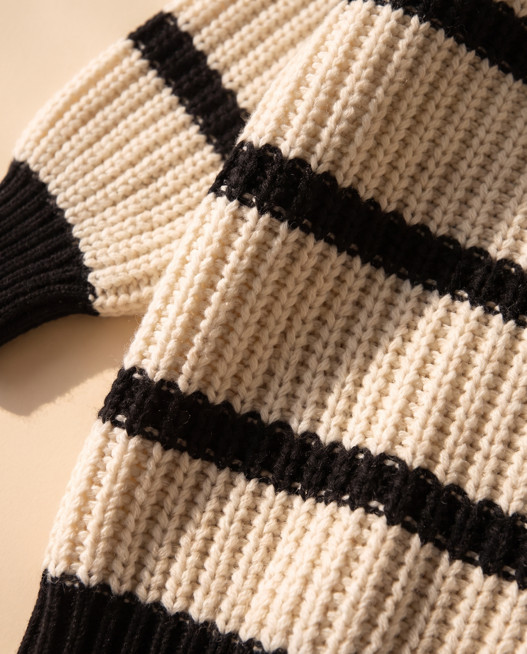 Lantern Sleeve Stripe Sweater, knit detail