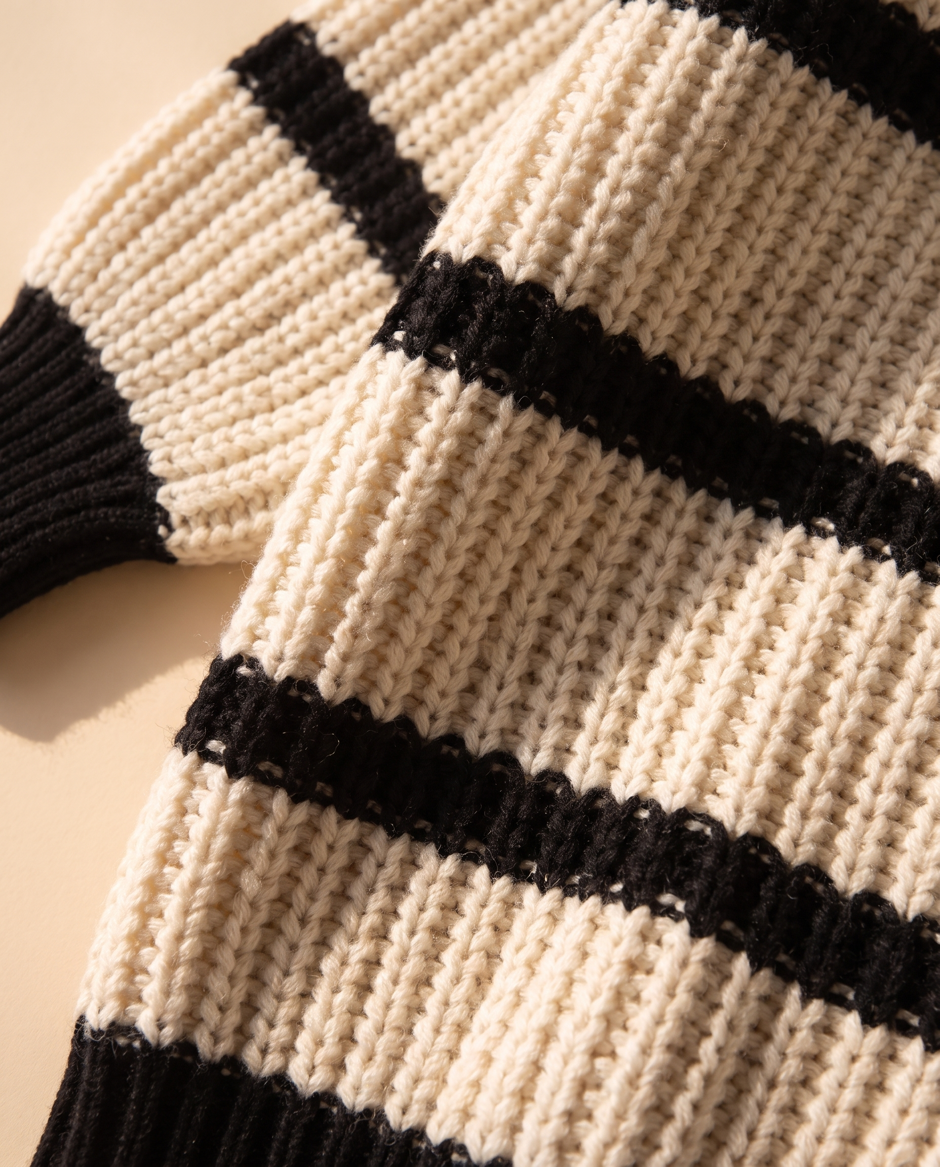 Lantern Sleeve Stripe Sweater, knit detail