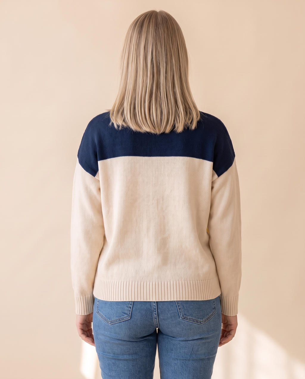 Colourblock Patch Sweater, back view