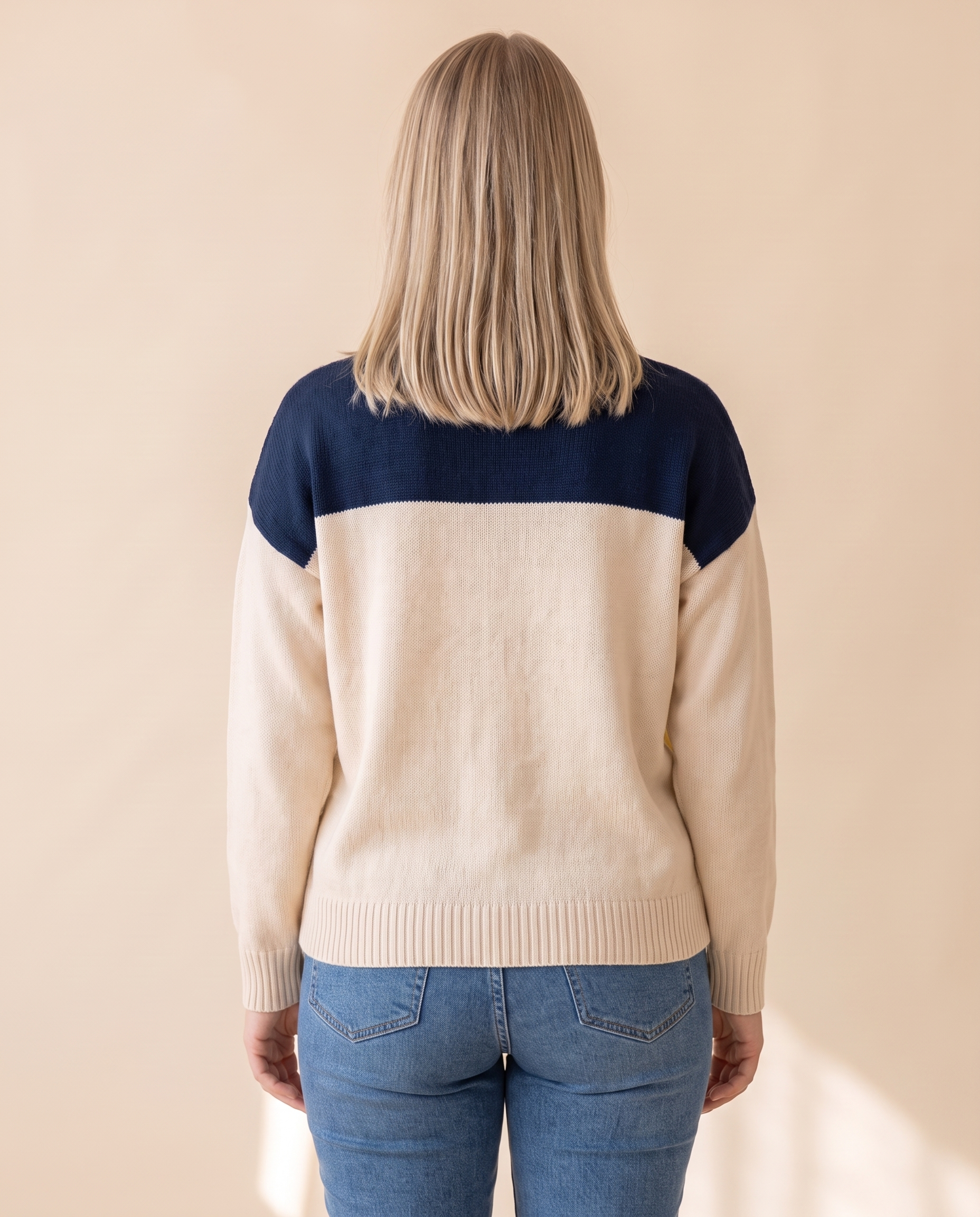 Colourblock Patch Sweater, back view